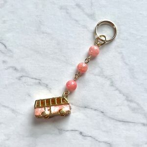 Pink Sparkly Bedazzled Van Pink Bead Keychain